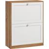 HOMCOM Armadio scarpiera slim con 3 Ripiani Regolabili a 2 Livelli per 12 Paia, in Truciolato e MDF, 60x24.5x75.5 cm| Aosom Italy
