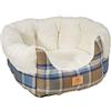 Ferplast Cuccetta per cani e gatti ETOILE 2, Divanetto per animali con cuscino, Scozzese, Soffice pelliccia ecologica, Lavabile, 45 x 46 x h 20 cm, Blu