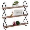 Relaxdays Mensola da Parete, 3 Ripiani, Scaffale Sospeso, HLP 60x60x18,5 cm, Stile Industrial, Ferro e MDF, Nero Marrone, Fibra di Legno