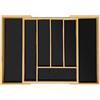 Relaxdays Portaposate da Cassetto Allungabile, bambù e MDF, Divisorio con 5-7 Scomparti, Organizer Cucina, Marrone Nero, Fibra di Legno