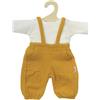 Heless 2415 - Vestiti per Bambole in 100% Cotone Biologico, Set di 2 Pezzi con Salopette in Giallo Miele e Maglietta Bianca per Bambole e Peluche di Dimensioni 35-45 cm
