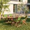 DEGHI Set pranzo tavolo allungabile 180/240x100 cm e 4 sedie pieghevoli in legno di acacia e corda verde - Yadira