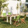 DEGHI Set pranzo tavolo 110x70 cm e 4 sedie pieghevoli in legno di acacia e corda verde - Yadira