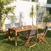 DEGHI Set pranzo tavolo 160x80 cm e 4 sedie pieghevoli in legno di acacia e corda grigia - Yadira