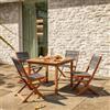 DEGHI Set pranzo tavolo 90x90 cm e 4 sedie pieghevoli in legno di acacia e corda grigia - Yadira