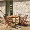 DEGHI Set pranzo tavolo 90x90 cm e 4 sedie pieghevoli con braccioli in legno di acacia e corda grigia - Yadira