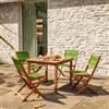 DEGHI Set pranzo tavolo 90x90 cm e 4 sedie pieghevoli in legno di acacia e corda verde - Yadira