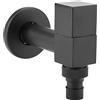 Tomotato Rubinetto da Giardino a Parete Nero, Rubinetto per Lavatrice Quadrato in Ottone Rubinetto per Acqua Fredda per Bagno Lavanderia Rubinetto per Lavello Balcone(G1/2)