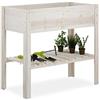 relaxdays Fioriera in Legno, per Balcone Terrazza e Giardino, Spaziosa, per Una Postura Corretta HLP 80x88x44 cm, Bianco