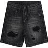 KIDSCOOL SPACE Pantaloncini di Jeans Estivi per Ragazzi Grandi, Fori Strappati Morbida Fascia Elastica all'Interno di Pantaloni a metà Jeans,Nero,16