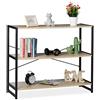 Relaxdays Scaffale in Legno Stile Industrial, Libreria Orizzontale con 3 Ripiani HLP: 80x95x35cm Metallo, Nero/Marrone