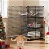 YITAHOME Gabbia per Gatti da Esterno/Interno, Recinto per Gatti con 3 Porte, 2 Scale, Box per Gatti in Metallo a 3 Livelli con Amaca, Gabbia per 1-2 Gatti, Chinchilla, Nero, 72x72x104 cm