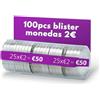 ALEJANDRO FUENTES AF® - 100 Blister Monete 2 euro, Pack 100 Blister per Monete 2 euro | Formato europeo, Organizza e protegge i tuoi contanti, Conta Monete Euro, Porta Monete plastica, Blister per Monete