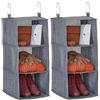 Relaxdays Organizer Armadio da Appendere Salvaspazio, Set da 2, 3 Ripiani ciascuno, 73x30x30 cm, Porta Vestiti, Grigio