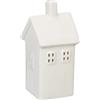 Relaxdays Casetta Portacandele in Ceramica, Casa Luminosa Porta-Tealight, per 1 Candelina, HLP 13,5 x 6,5 x 7 cm, Bianco