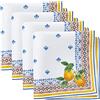 Elrene Home Fashions Capri Lemon - Set da 4 tovaglioli di stoffa con doppio bordo in stile mediterraneo, primavera/estate, 43,2 x 43,2 cm