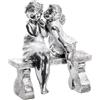 DRW Figura di Alcuni bambini su una panchina bianca perlato e argento 19x11,5x22,5 cm