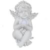 DRW Angelo in poliresina Seduto con sfera LED 6x10x13 cm