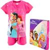 Disney Principessa Pigiama per Ragazze, T-Shirt e Pantaloncini Design Cenerentola Ariel e Jasmine Set 2 Pezzi, Regalo per Bambina, Taglia 3 Anni, Fuchsia