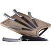 BerlingerHaus Moonlight Set di 5 Coltelli da Cucina Professionali, Tagliere in Bambù, Lama in Acciaio Inossidabile, Rivestimento Antiaderente Coltello da Cuoco, Pane, Affettare, Design Elegante