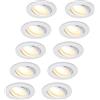 HCFEI 10x Faretti LED da Incasso Bianco per cartongesso, Orientabile con Porti Luce Bianco Caldo 5W Pari a 50W 3000K Dimmerabile Angolo a Fascio 120 Gradi AC 230V