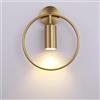 KRIPINC Applique da Parete Interno Ruotabile a 180 Gradi, Lampada a Muro a Cerchio in Ferro Battuto GU10, Applique Industrial Vintage per Soggiorno, Corridoio, Scale (Oro)