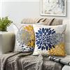 RYBornament Federa 50x50 Blu Navy e Giallo Federe Cuscini Divano Motivo Stampa Floreale Federe Cuscino Moderna Astratto Decorativo 2 Pezzi Quattro Stagioni Fodere Cuscini Per Divani Sedia Cuscino Decor