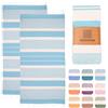 MOMOMUS Telo Mare Grande, 2 Fouta XL, 90 x 180 cm, 100% Cotone, Turchese | Telo mare cotone leggero: set di 2 fouta XL a righe tinte in filo, compatte, 90 x 180 cm, con frange rifinite a mano