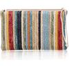 Abuyall Pochette da donna vintage all'uncinetto, borsa da spiaggia in paglia estiva con nappe, Arcobaleno, Small