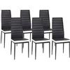 IZTOSS Set di 6 sedie da sala da pranzo, sedile imbottito spesso, nero e bianco, tampone (nero-6-B)