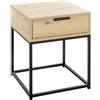HAKU Consolle, Consolle notturna, rovere, nero, metallo, pannello di truciolato - Dim.: L 40 x A 50 x P 40 cm, Stile: Moderno