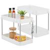 Relaxdays mensole sotto lavabo Organizer Mobile Sottolavello, Set da 2 Scaffali a 2 Ripiani, 4 Ganci, Prodotti Pulizia, 32x40x22 cm, Bianco