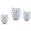 DRW Set di 3 Gufi in Resina Grigia 8 x 5,5 x 9 cm e 14 x 11 x 17 cm, Multicolore, estandar