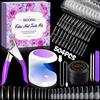 MOOING Tip Unghie e Colla Gel Kit Unghie Finte con Colla, 504 Pezzi Unghie Finte Corte in Gel, 11 Taglie Kit Tip Unghie Ballerina, Con Mini Lampada UV LED Unghie per Saloni e Uso Domestico Nail Art