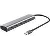 Trust Halyx 5 Porte Hub USB C, 4x USB-C e Porta di Alimentazione PD 100W USB-C, Adattatore USB C Multiporta, Trasferimento Dati di 5 Gbps, Cavo di Prolunga Hub per Laptop, MacBook Pro, PC - Argento