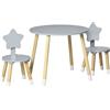 HOMCOM Set Tavolo con 2 Sedie per Bambini in Legno, Età da 18 Mesi a 4 Anni, Grigio|Aosom