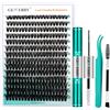 GEMERRY Ciglia Finte Ciuffetti Kit 50D Ciuffi a Ciglia 0.07mm D Curl 10-18mm con Bond and Seal Pinzette er Uso Personale a Casa Ciglia a Grappolo Extension Ciglia Kit(50D-0.07D-10-18mm-Set)
