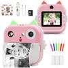 POTUEM Fotocamera per bambini con stampa istantanea Macchina fotografica Rosa SD 32GB
