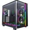 MONTECH King 95 PRO - Case da gioco Mid-Tower ATX a doppia camera per PC, ad alto flusso d'aria, pannelli senza attrezzi, frontale in vetro temperato curvo, ventola 6 ARGB PWM preinstallata con hub