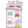 BrandMac ApS Parure da letto Peppa Pig 100% cotone, copripiumino rosa a righe 100 x 135 cm + federa 40 x 60 cm