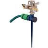 Relaxdays Irrigatore ad Impulsi con Picchetto, Spruzzatore per Prati, 360°, Getto 10 m, Sprinkler in Metallo, Blu Beige, Ottone, 29 x 12 x 8 cm ca