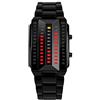 FeiWen Fashion Unico Binario Orologio da Uomo e Donna Rettangolare Acciaio Inox Quadrante Rosso e Giallo LED Luce Digitali Date Casual Orologi da Polso, Nero (Uomo)