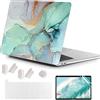 MUSHUI 4 in 1 Custodia per MacBook Pro 13 Pollici 2022-2016 (Modello: A2338 M1 M2 A2289 A2251 A2159 A1989 A1706 A1708), Morbida Case & Tastiera Cover per Mac Pro 13.3, Marmo Verde