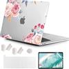 MUSHUI 4 in 1 Custodia per MacBook Pro 13 Pollici 2022-2016 (Modello: A2338 M1 M2 A2289 A2251 A2159 A1989 A1706 A1708), Morbida Case & Tastiera Cover per Mac Pro 13.3, Fiori Brillanti 2