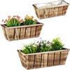 Relaxdays Fioriera in Set da 3, Vaso Rettangolare con Pellicola, 3 Misure, Legno, da Balcone, Interno e Esterno, Marrone