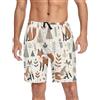 Mnsruu Modello senza cuciture con volpi e elementi diversi pantaloncini da pigiama da uomo pantaloncini da sonno pantaloni da pigiama, seamless, modello, con, volpi, e, diversi, elementi, M