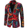 IQYU Blazer Vintage da Uomo Con Stampa Colorata - Giacca da Lavoro Con Un Bottone per Smoking, Matrimoni, Feste - Moderna, Leggera, Colore: Rosso, Taglia: L