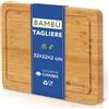 Daniks Tagliere in Legno di 100% Bambù | Tagliere con Scanalatura di Gocciolamento | 32x22x2cm | per Pane, Pizza, Pasta, Aperitivo