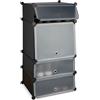 Relaxdays Scarpiera in Plastica, 4 Scomparti Chiusi, 91x49x36,5 cm, Scaffale 8 Paia di Scarpe, Componibile, Nero