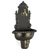 Relaxdays Fontana XL Antica a Parete, con Rubinetto, Lavabo per Giardino, in Lega di Alluminio, HLP 75x44x22 cm, Nera